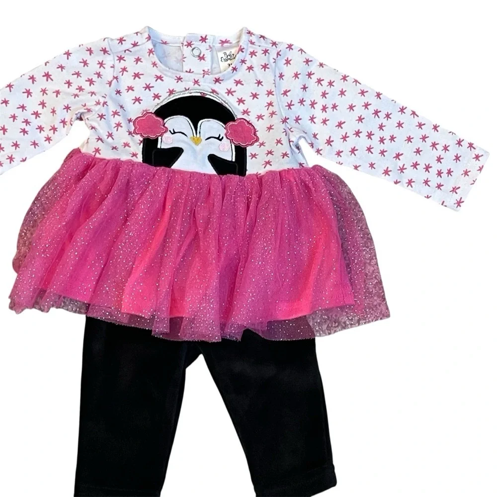Baby Essentials 3M Leopard and Penguin Tutu Outfit Set